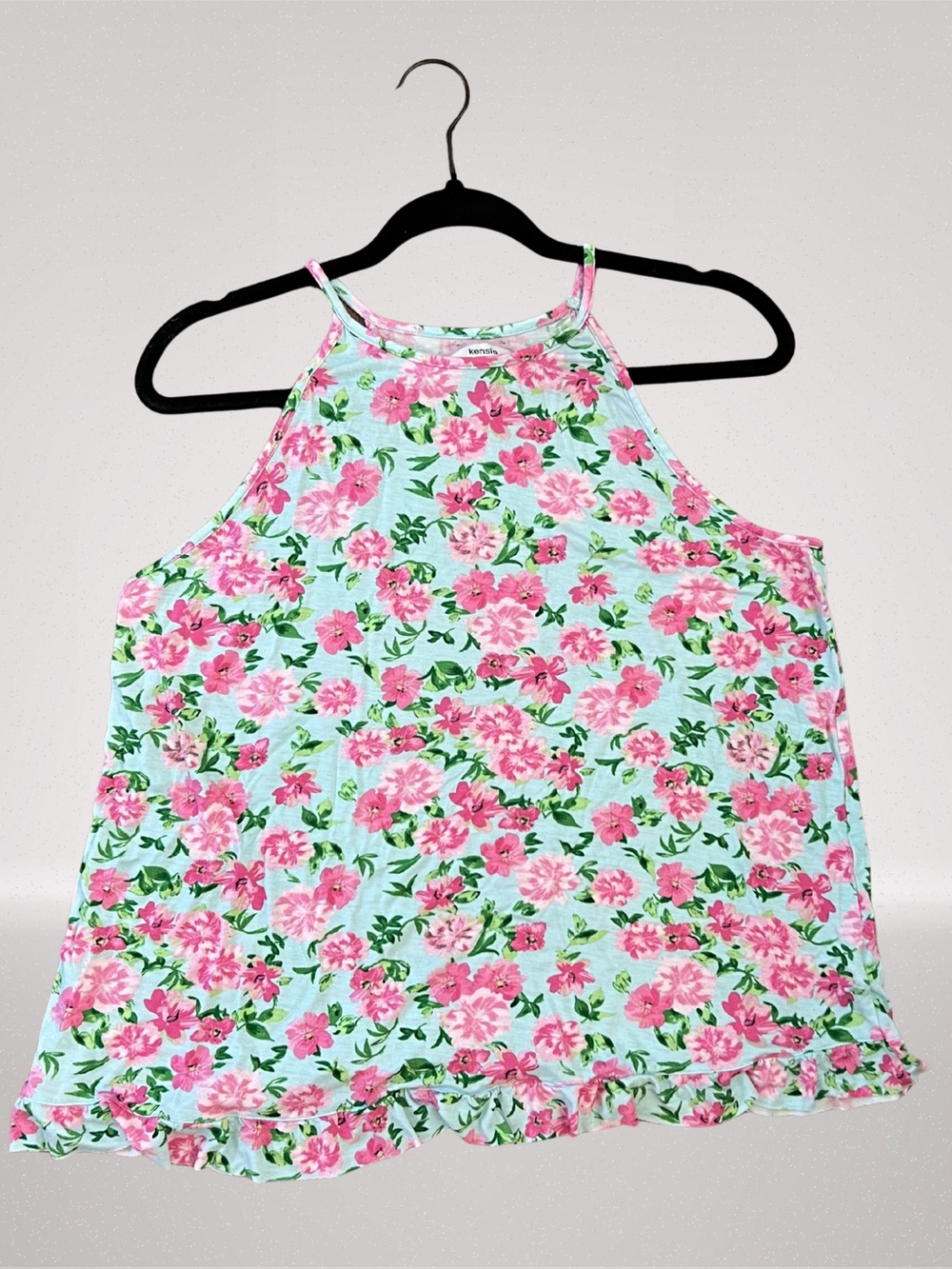 Kensie Pink Floral Halter Camisole on Light Blue